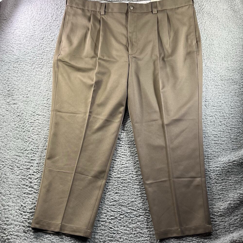 NWT Oak Hill DXL Microfiber Pleated Dress Pants Dark Taupe Men's 48x28